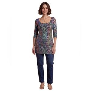 Women's Multicolor Geometric Scoop Neck  Top